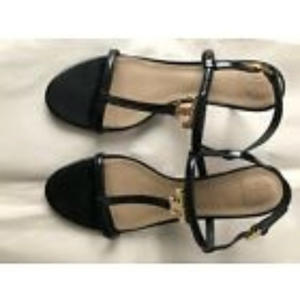 Tory Burch Logo Saffiano T-Strap Heels, Size 9 - Picture 3 of 9